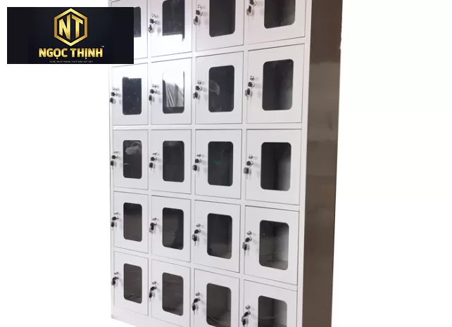 Tủ locker-Tủ sắt sơn tĩnh điện 20 khoang 20C5K cánh kính Tủ locker-Tủ sắt sơn tĩnh điện 20 khoang 20C5K cánh kính